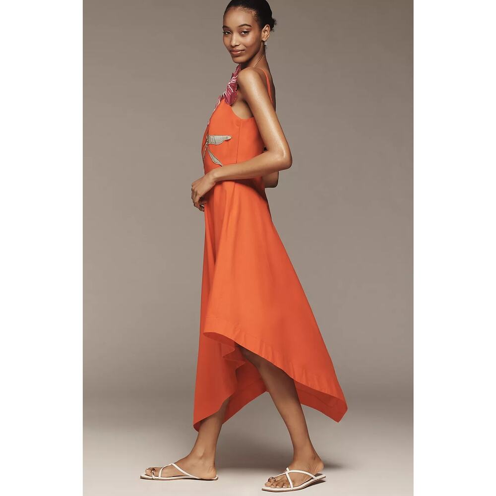 New Yukiko Noritake x Anthropologie Asymmetric Floral Midi Dress $248 SIZE 14 - Picture 3 of 5